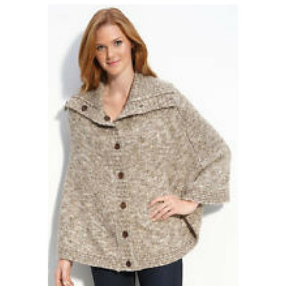 Lucky Brand Tan Knit Mohair Wool Blend Poncho Cape NWOT - Picture 6 of 10